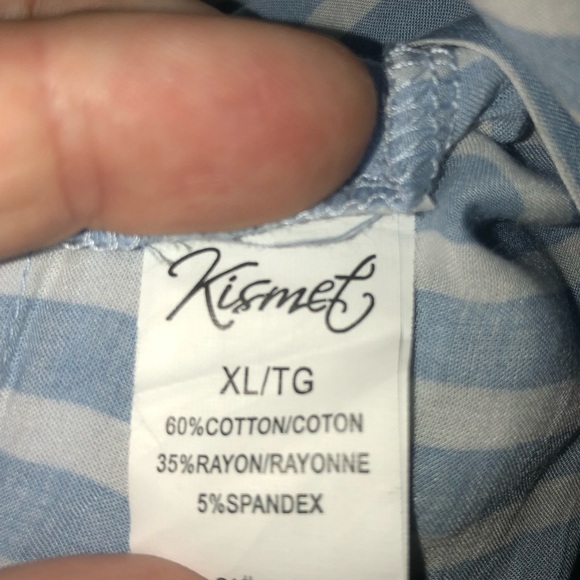 Kismet blue / white stripe Asymmetrical Sleeveless Tank Top-XL - v neck / pocket - Picture 5 of 7